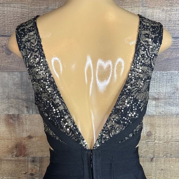 WOW Couture Black Eyelash Lace Cutout Bandage Dress Size Medium NWT - Picture 8 of 10